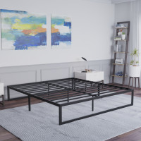 Flash Furniture MP-XU-BD10001-K-BK-GG Universal 14 Inch Metal Platform Bed Frame - No Box Spring Needed w/ Steel Slat Support and Quick Lock Functionality - King